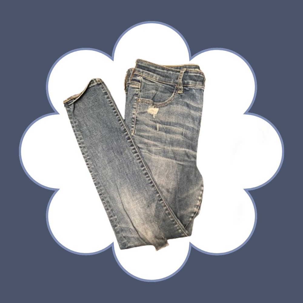 American Eagle Distressed High Rise Jeggings Medium Wash